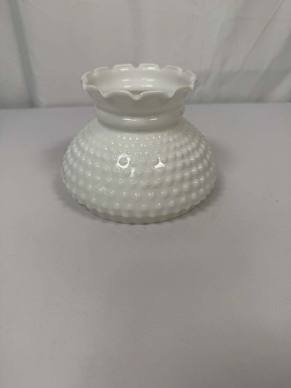 Vintage White Milk Glass Hobnail Ruffled Top Replacement Lamp Shade